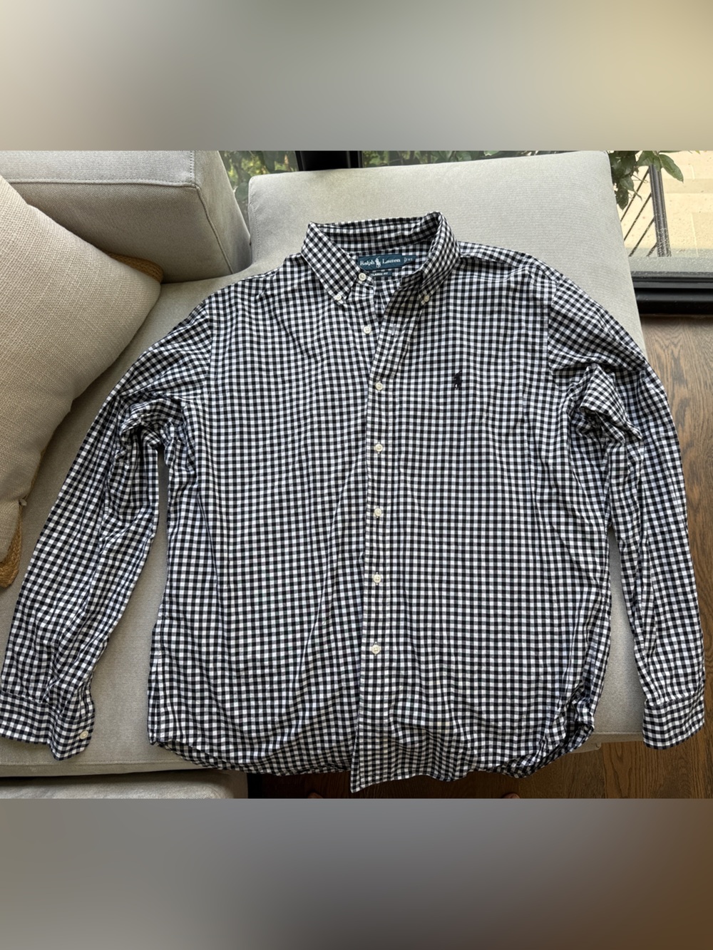 Ralph Lauren Black & White Gingham Button-Down Shirt XL Men’s Like New